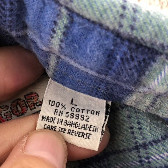 McGregor Bagpiper Mens Shirt Large Flannel Long Sleeve Plaid Classic Blue Y2K - Picture 4 of 12